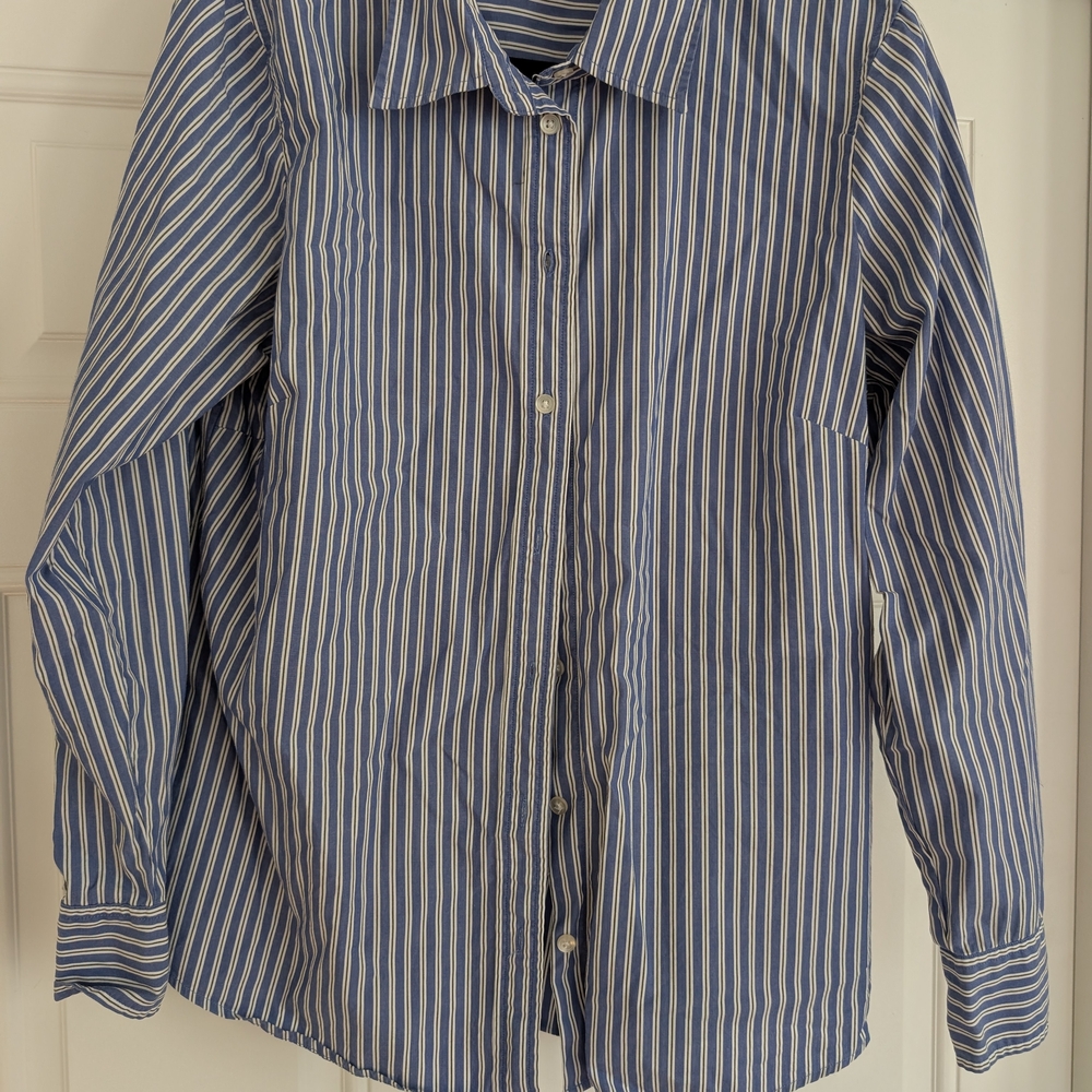 Old Navy Blue and White Striped Casual Shirt